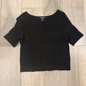 NWT WHBM Short Sleeve Black Top, size M